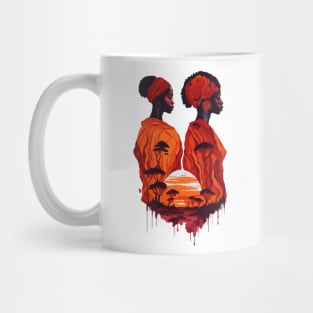 Sisters Friendship in African sunset Mug